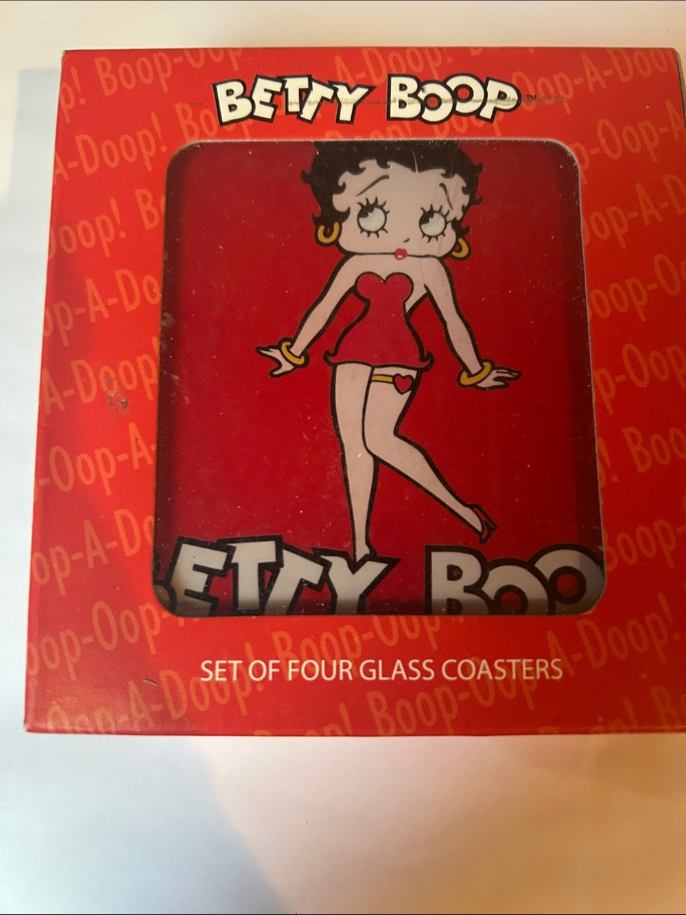 Betty Boop Red and Black Glass Coaster Set